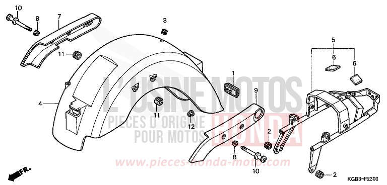 KOTFLUEGEL, HINTEN von Shadow VT125C CANDY GLORY RED-U (R101) von 1999